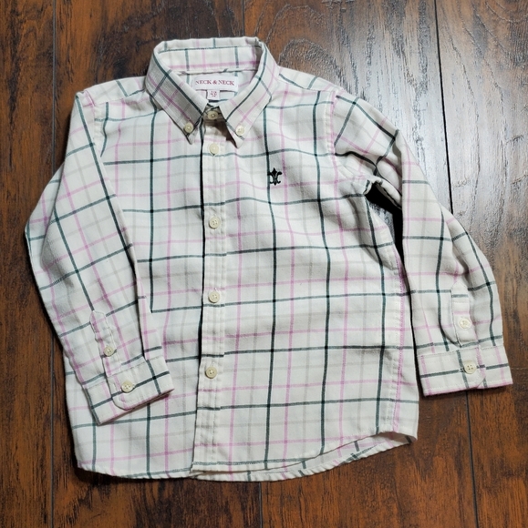 Neck & Neck set of 3 button down shirt sz 2T Pink, White, and Green plaid - Picture 15 of 16